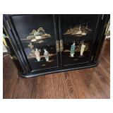 Vintage 20th Century Chinese Black Lacquer Bar with Glass Topper