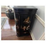 Vintage 20th Century Chinese Black Lacquer Bar with Glass Topper