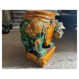 Vintage Sancai Glazed Foo Dog Garden Stool