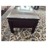 Beautiful Mahogany Chinese Coffee Table with Glass Topper 1980