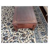 Beautiful Mahogany Chinese Coffee Table with Glass Topper 1980