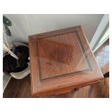 Intricately Carved Chinese Rich Wood Tone Display Stand or Side Table 1980