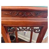 Intricately Carved Chinese Rich Wood Tone Display Stand or Side Table 1980