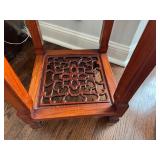 Intricately Carved Chinese Rich Wood Tone Display Stand or Side Table 1980