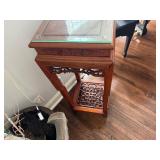 Intricately Carved Chinese Rich Wood Tone Display Stand or Side Table 1980