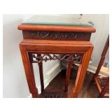 Intricately Carved Chinese Rich Wood Tone Display Stand or Side Table 1980