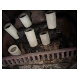 Antique Brass Fireplace Fender, Andiron Set, Fireplace Tool Set, Wrought Iron in Fireplace Log Holder and External Log Holder