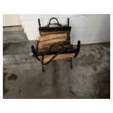 Antique Brass Fireplace Fender, Andiron Set, Fireplace Tool Set, Wrought Iron in Fireplace Log Holder and External Log Holder