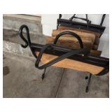 Antique Brass Fireplace Fender, Andiron Set, Fireplace Tool Set, Wrought Iron in Fireplace Log Holder and External Log Holder