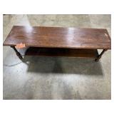 Oak Drop Leaf Coffee Table with Lower Shelf 48x19x18 Inches
