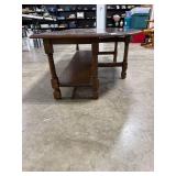 Oak Drop Leaf Coffee Table with Lower Shelf 48x19x18 Inches
