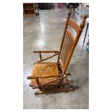 Vintage Wooden Glider Rocking Chair with Upholstered Seat