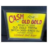 Vintage Decor and Collectibles Lot: Cash for Gold Sign, Pumpkin, Wagon Wheels, Frames, and More