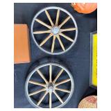 Vintage Decor and Collectibles Lot: Cash for Gold Sign, Pumpkin, Wagon Wheels, Frames, and More