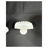 Collection of 5 White Milk Glass Pieces - Pitchers, Dishes, and Bowls