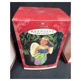 Hallmark Holiday Ornament Collection with Keepsake Angels and Grandson Satin Ball