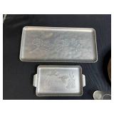 Vintage Mixed Lot of Glassware, Plates, and Metal Trays