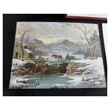 Framed Multnomah Falls Oregon Print and 2 Art Prints Collection