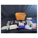 Basket with Assorted Sewing and Craft Supplies