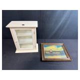 Small White Wall Cabinet and Framed Art Print