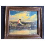 Small White Wall Cabinet and Framed Art Print