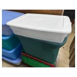 Lot of 8 Plastic Storage Totes with Lids in Assorted Sizes and Colors