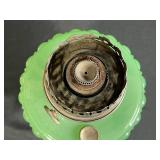 Vintage Green Uranium Glass Oil Lamp with Brass Burner