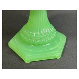 Vintage Green Uranium Glass Oil Lamp with Brass Burner