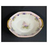 Limoges France Hand-Painted Porcelain Serving Bowl with Floral Design