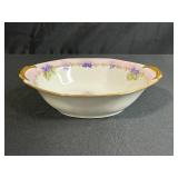Limoges France Hand-Painted Porcelain Serving Bowl with Floral Design