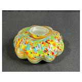 Colorful Confetti Art Glass Bowl with Scalloped Edge, Approx. 8 Inches Wide - Possibly Murano