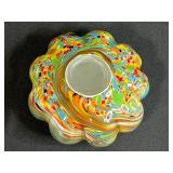 Colorful Confetti Art Glass Bowl with Scalloped Edge, Approx. 8 Inches Wide - Possibly Murano