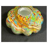 Colorful Confetti Art Glass Bowl with Scalloped Edge, Approx. 8 Inches Wide - Possibly Murano