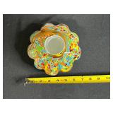 Colorful Confetti Art Glass Bowl with Scalloped Edge, Approx. 8 Inches Wide - Possibly Murano