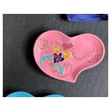 Eclectic Decor Collection with Scarf, Heart Dishes, Wicker Basket and Masks