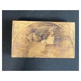 Collection of 4 Antique Pyrography Wooden Boxes and Framed Motto