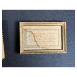 Collection of 4 Antique Pyrography Wooden Boxes and Framed Motto
