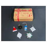 Vintage Evergleam 2 Ft Aluminum Christmas Tree with Box and Handmade Ornaments