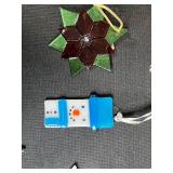 Vintage Evergleam 2 Ft Aluminum Christmas Tree with Box and Handmade Ornaments