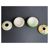 Pair of Hand Painted Porcelain Hair Receiver Jars, B & Co France and Turin Bavaria