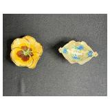 Pair of Vintage Porcelain Trinket Dishes - Floral Motifs
