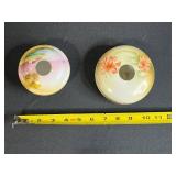 Pair of Hand Painted Nippon Porcelain Hair Receivers with Floral and Landscape Designs