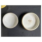 Pair of Hand Painted Nippon Porcelain Hair Receivers with Floral and Landscape Designs