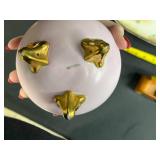 Vintage Porcelain Vanity Set with Hand Painted Tray, Bavaria Vase, Milk Glass Toothpick Holder, and Wood Trinket Box