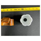 Vintage Porcelain Vanity Set with Hand Painted Tray, Bavaria Vase, Milk Glass Toothpick Holder, and Wood Trinket Box