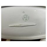 Vintage Porcelain Vanity Set with Hand Painted Tray, Bavaria Vase, Milk Glass Toothpick Holder, and Wood Trinket Box