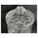 Cut Glass Crystal Canister and Decanter Stopper Set