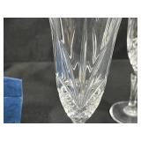 Crystal Decanter, 2 Champagne Flutes, and Pink Perfume Bottle Set