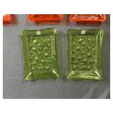 Set of Art Glass Trinket and Serving Dishes with Piano and Cat Designs