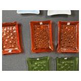 Set of Art Glass Trinket and Serving Dishes with Piano and Cat Designs